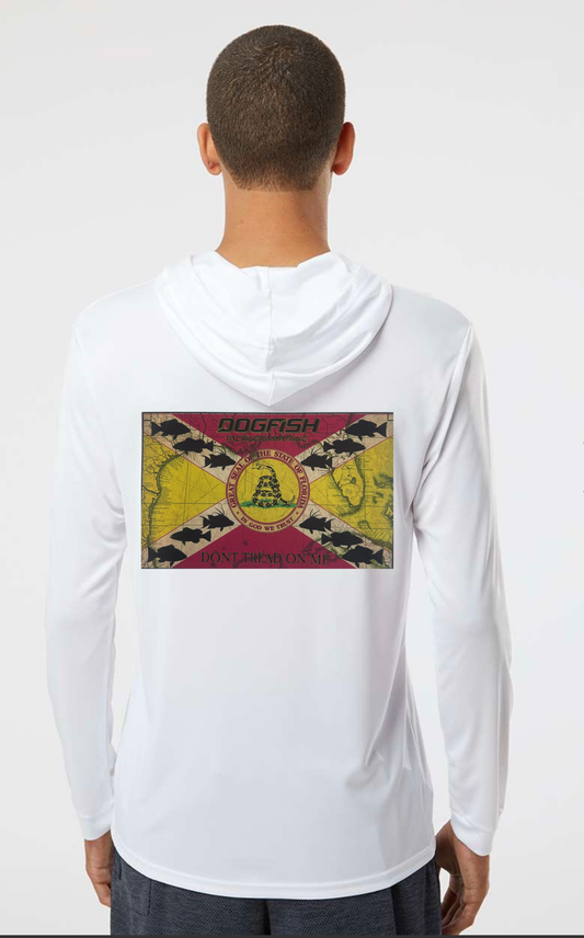 Dogfish "Don't Tread On Me' Logo Long Sleeve Hooded Micro - Dogfish Tackle & Marine